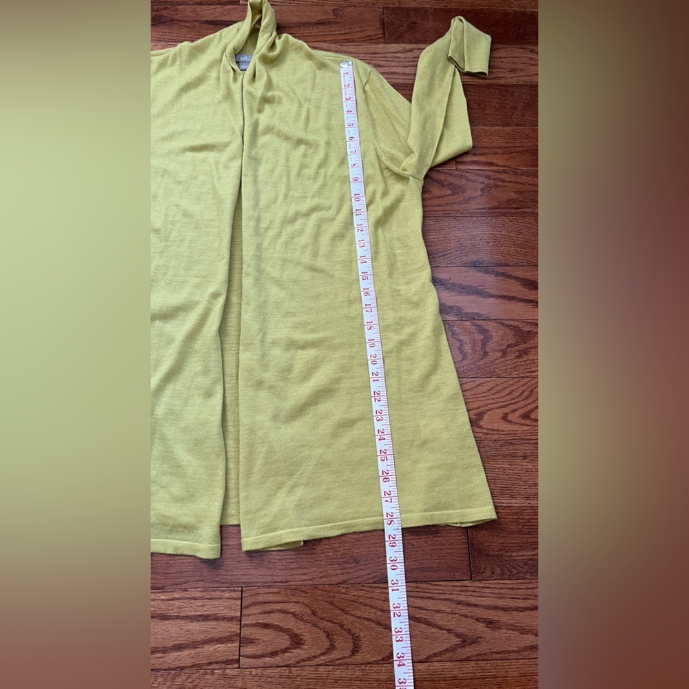 J.Jill 100% Marino Wool Yellow Open Front Cardigan Sz L - Picture 6 of 8